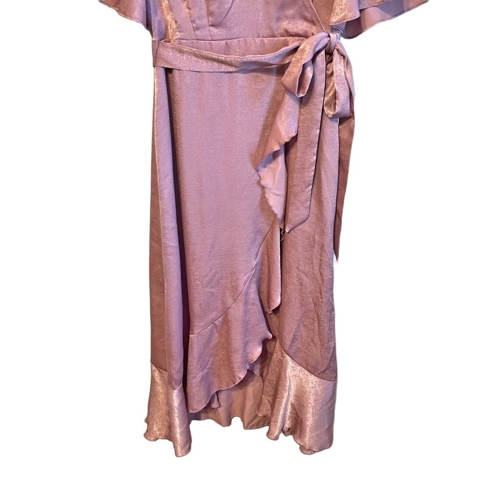 Lulus Eliza Wrap Mini Dress‎ in Pink Blush Satin Women's XS NWT - Picture 4 of 10